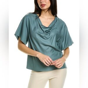 Vince Cowl Neck‎ Drapey Teal Green Blouse XS office classic minimalist work